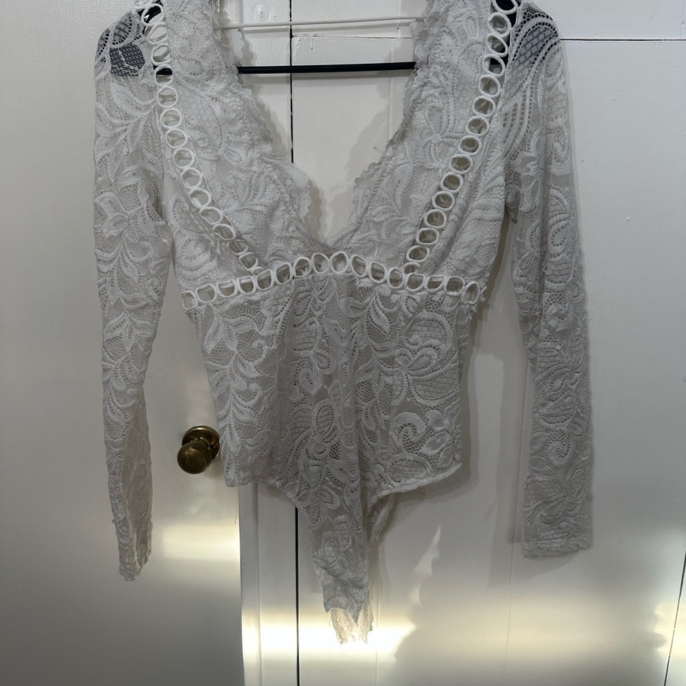 White Lace Women's Bodysuit